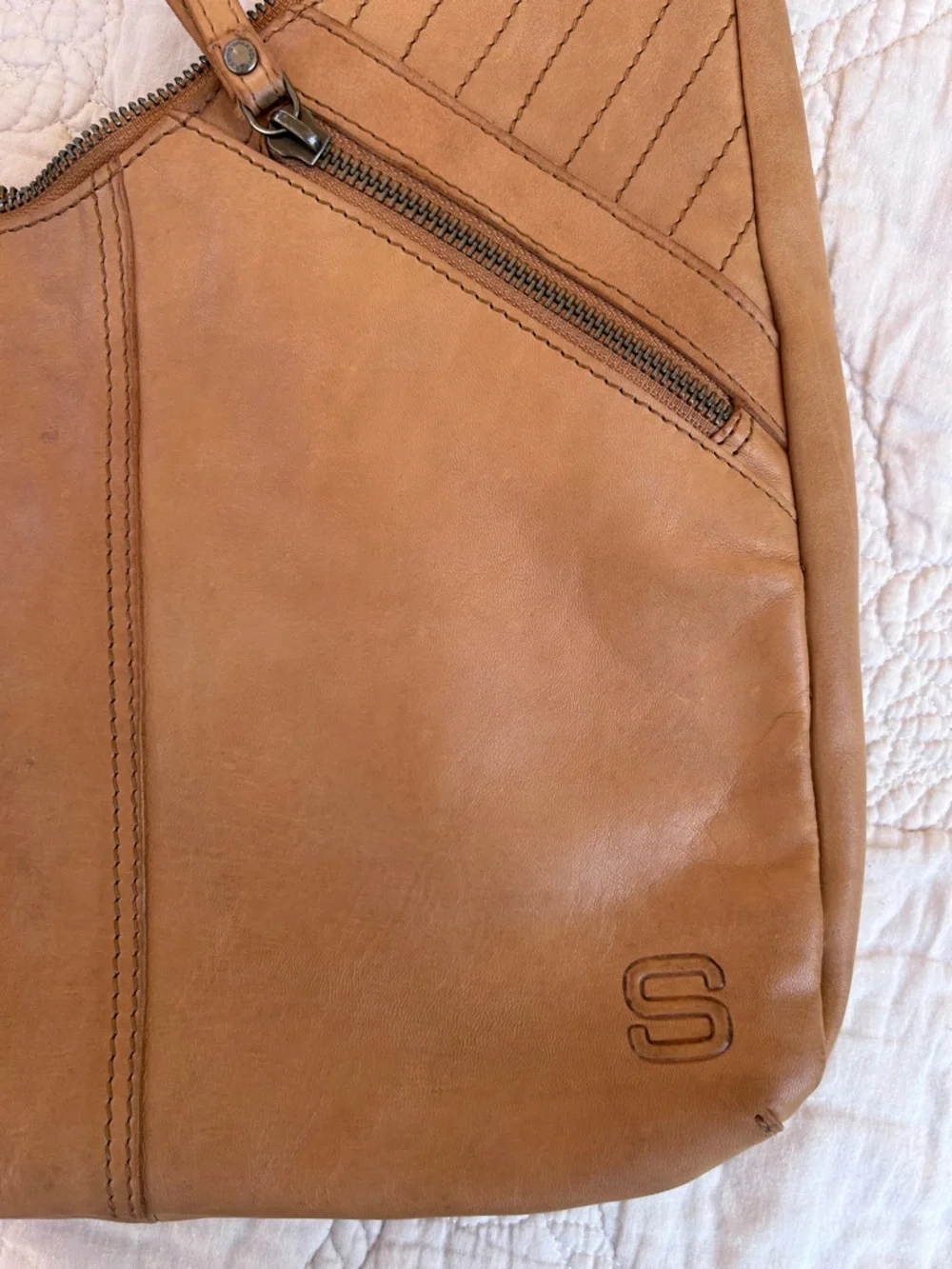 Spikes & Sparrow “Moria” Leather Crossbody / Shoulder Bag - Camel / Tan
